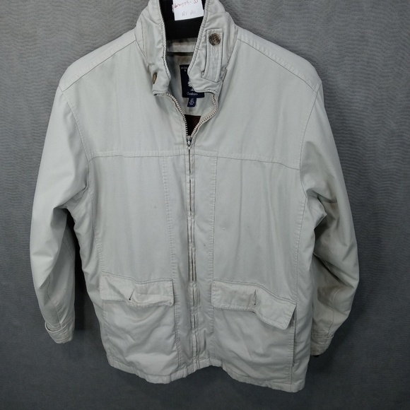Roundtree and Yorke men's khaki jacket sz Large/ Tall. Pit-p 26". Length 33". Re - Picture 1 of 10
